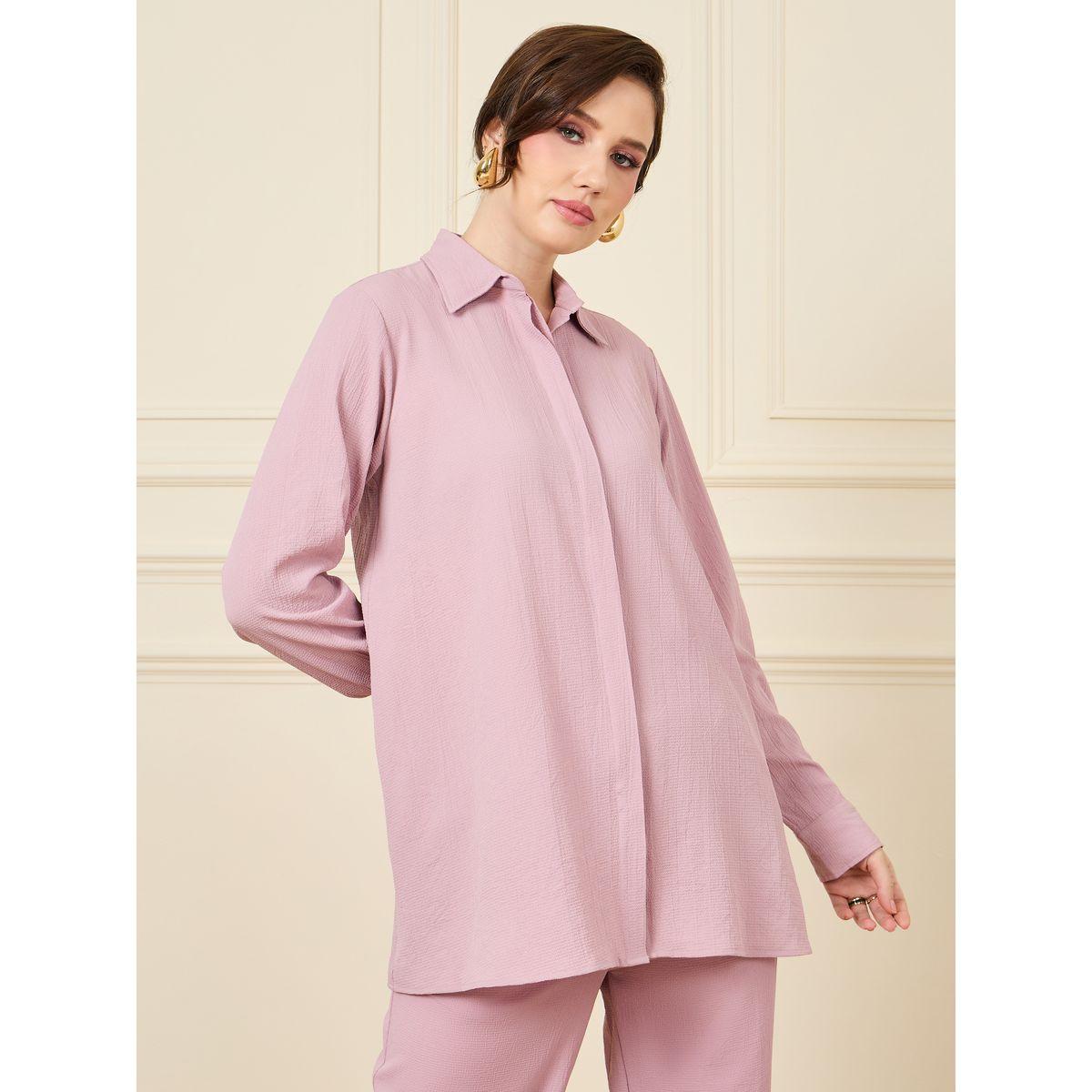 Styli Textured Longline Shirt & Wide Leg Pants Co-Ords-women-clothing-coordsets-image-2