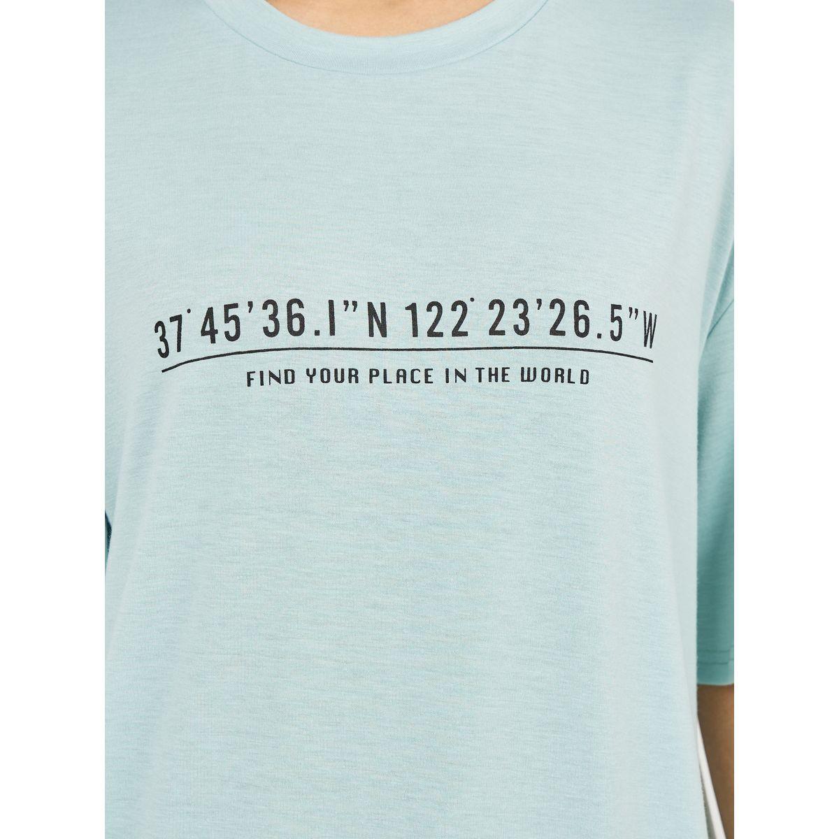 تيشيرت مطبع بكتابة مع اكمام بتفاصيل جيب-women-clothing-tshirts-image-3