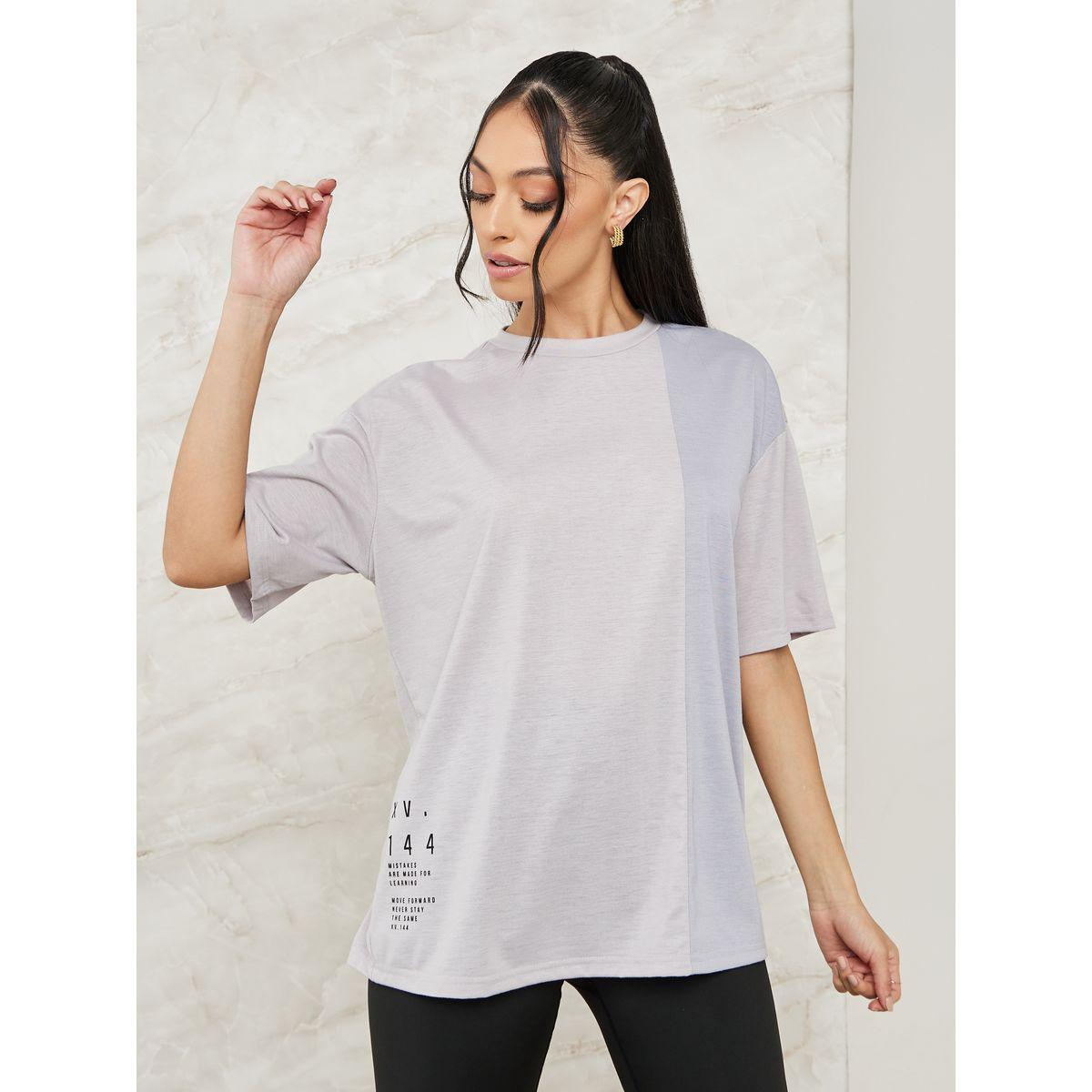 Styli Oversized Colorblock Slogan Print T-Shirt-women-clothing-tshirts-image-5