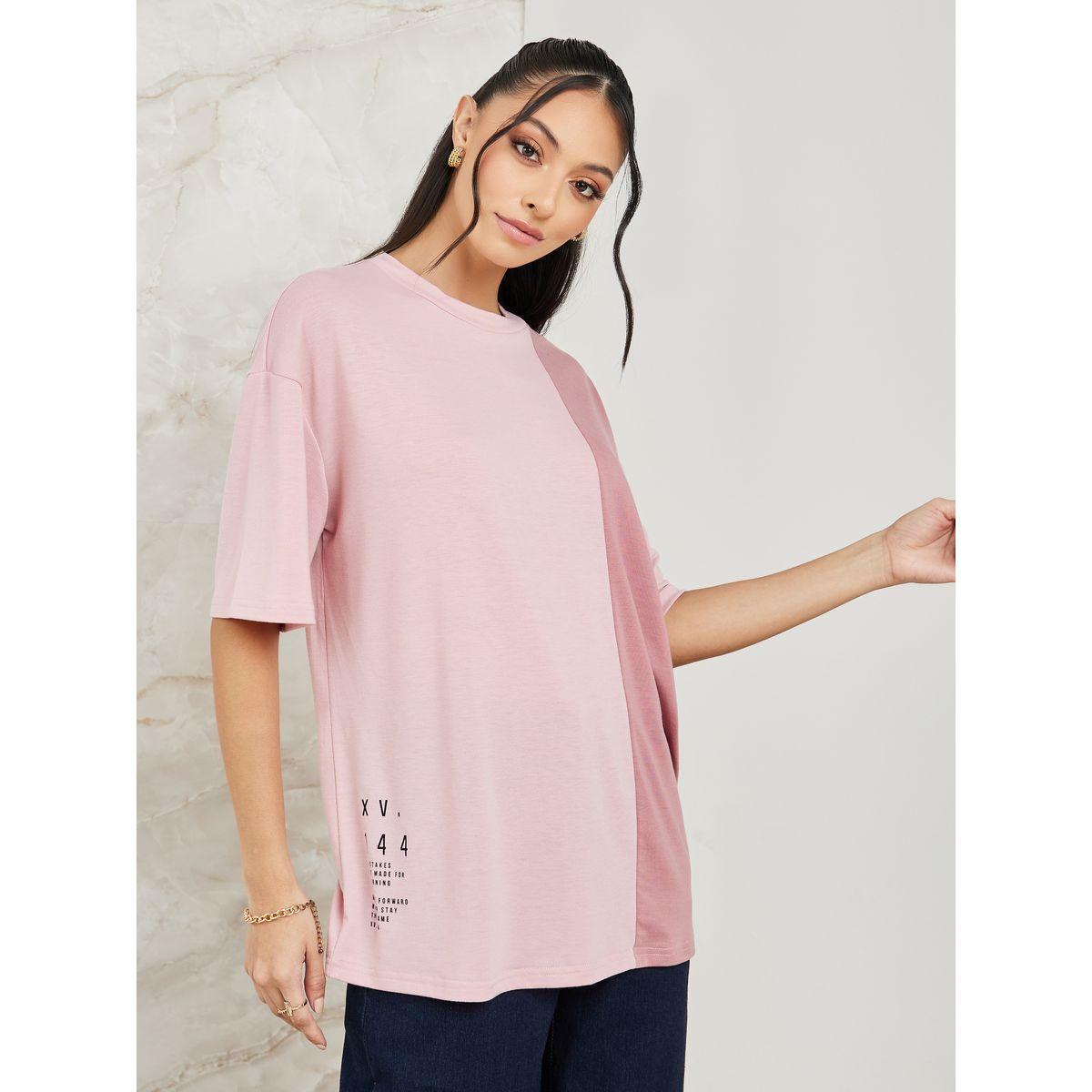 تيشيرت واسع بنمط كتل الالوان-women-clothing-tshirts-image-1