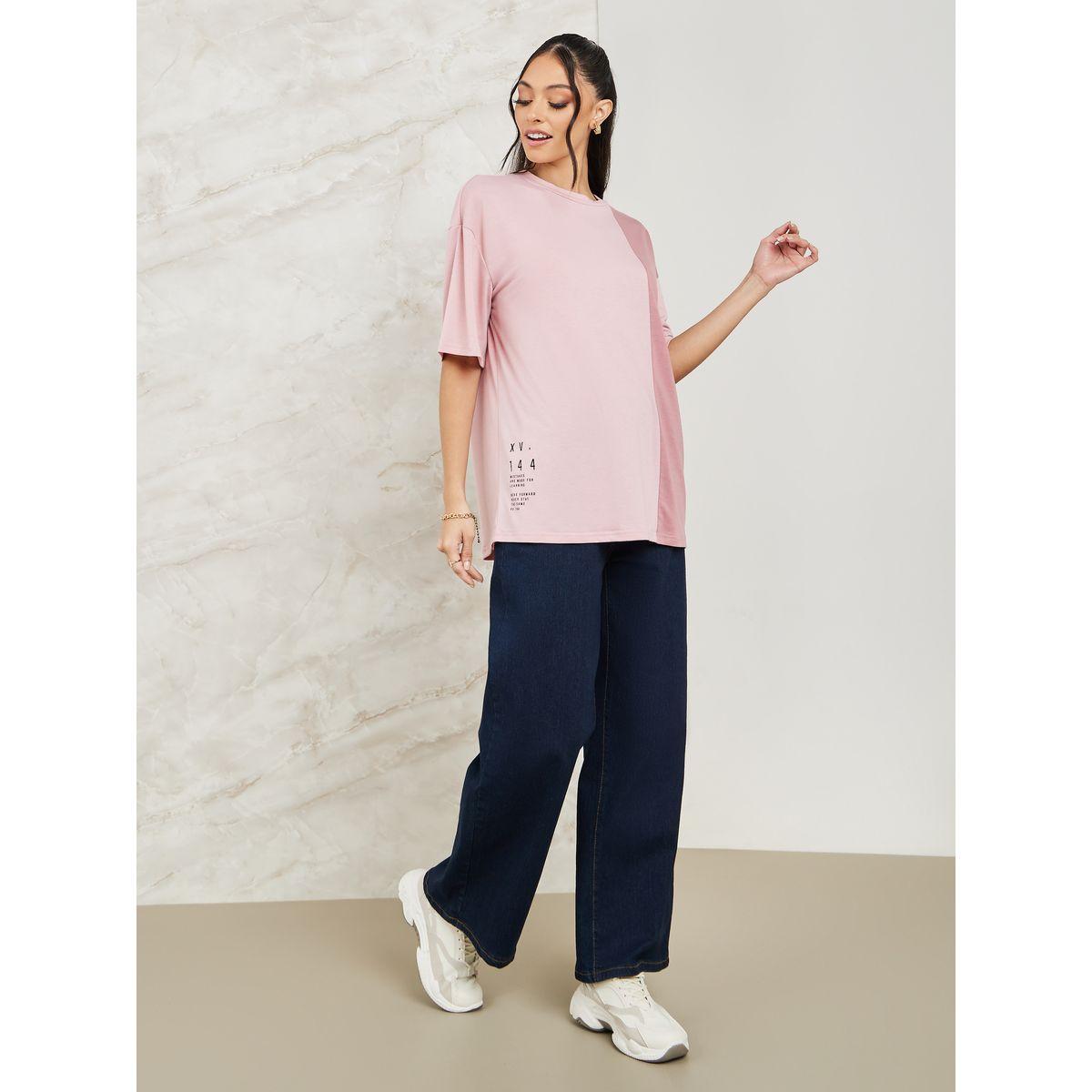 تيشيرت واسع بنمط كتل الالوان-women-clothing-tshirts-image-2