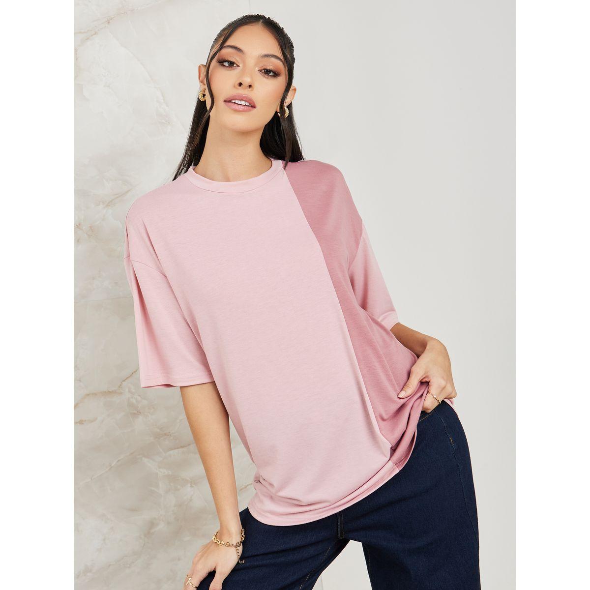 Styli Oversized Colorblock Slogan Print T-Shirt-women-clothing-tshirts-image-3