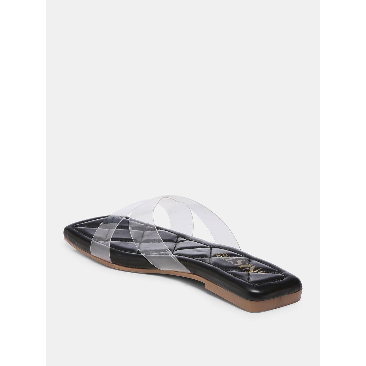Quilted Detail Transparent Strap Flat Sandals-women-shoes-loafersandmoccasins-image-6