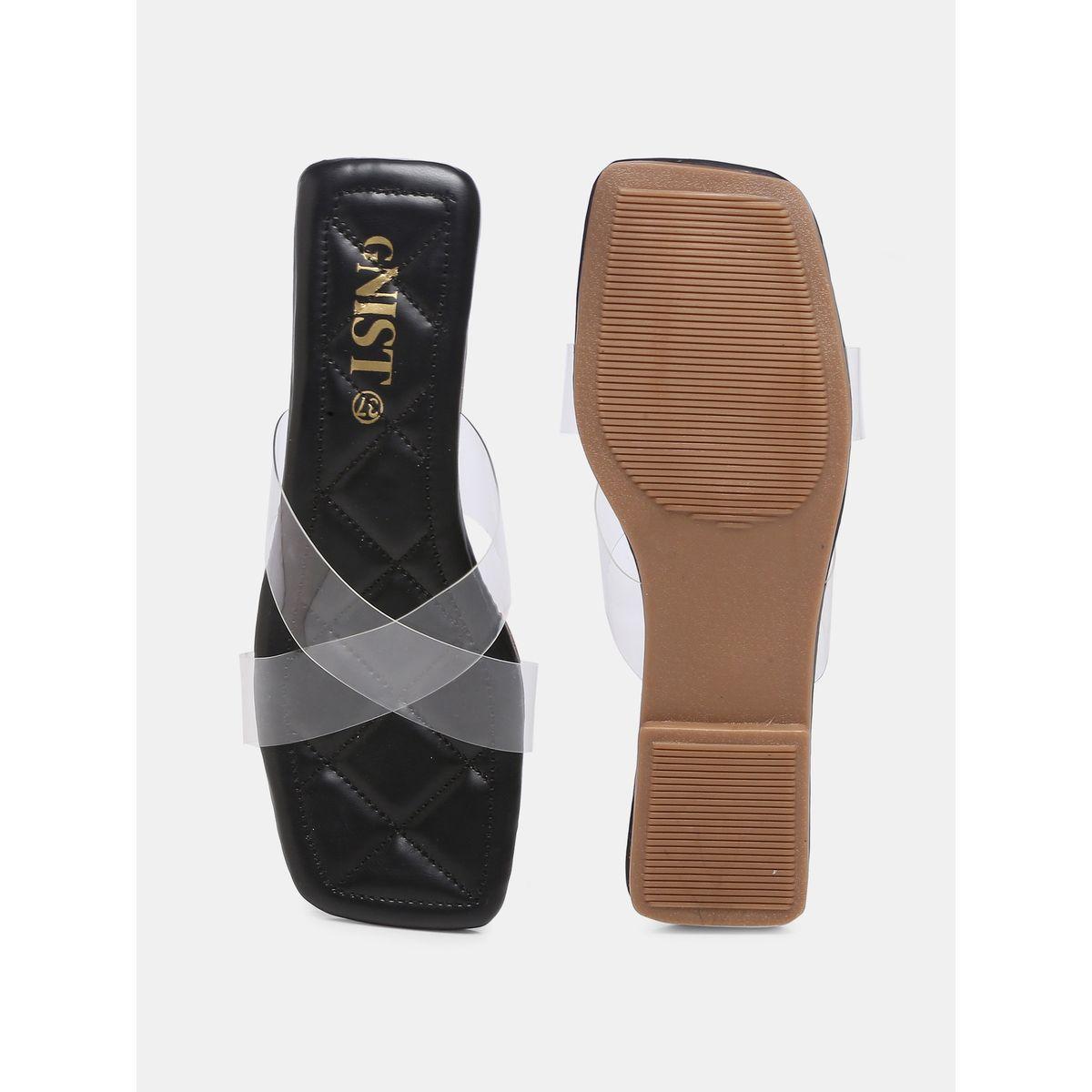 Quilted Detail Transparent Strap Flat Sandals-women-shoes-loafersandmoccasins-image-7
