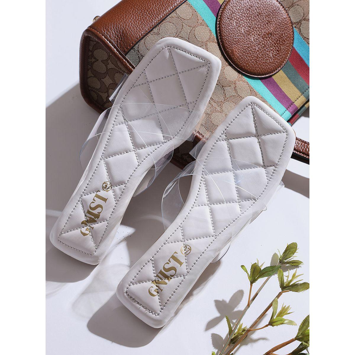 GNIST X Styli Quilted Detail Transparent Strap Flat Sandals-women-shoes-loafersandmoccasins-image-1