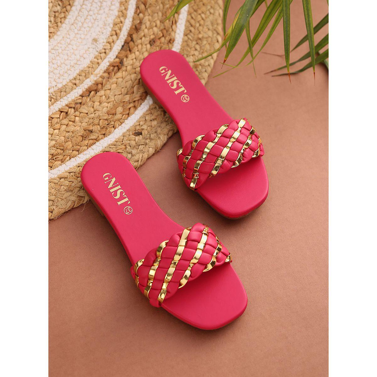 GNIST X Styli  Metallic Detail Braided Design Flat Sandals-women-shoes-sandals-flats-image-1