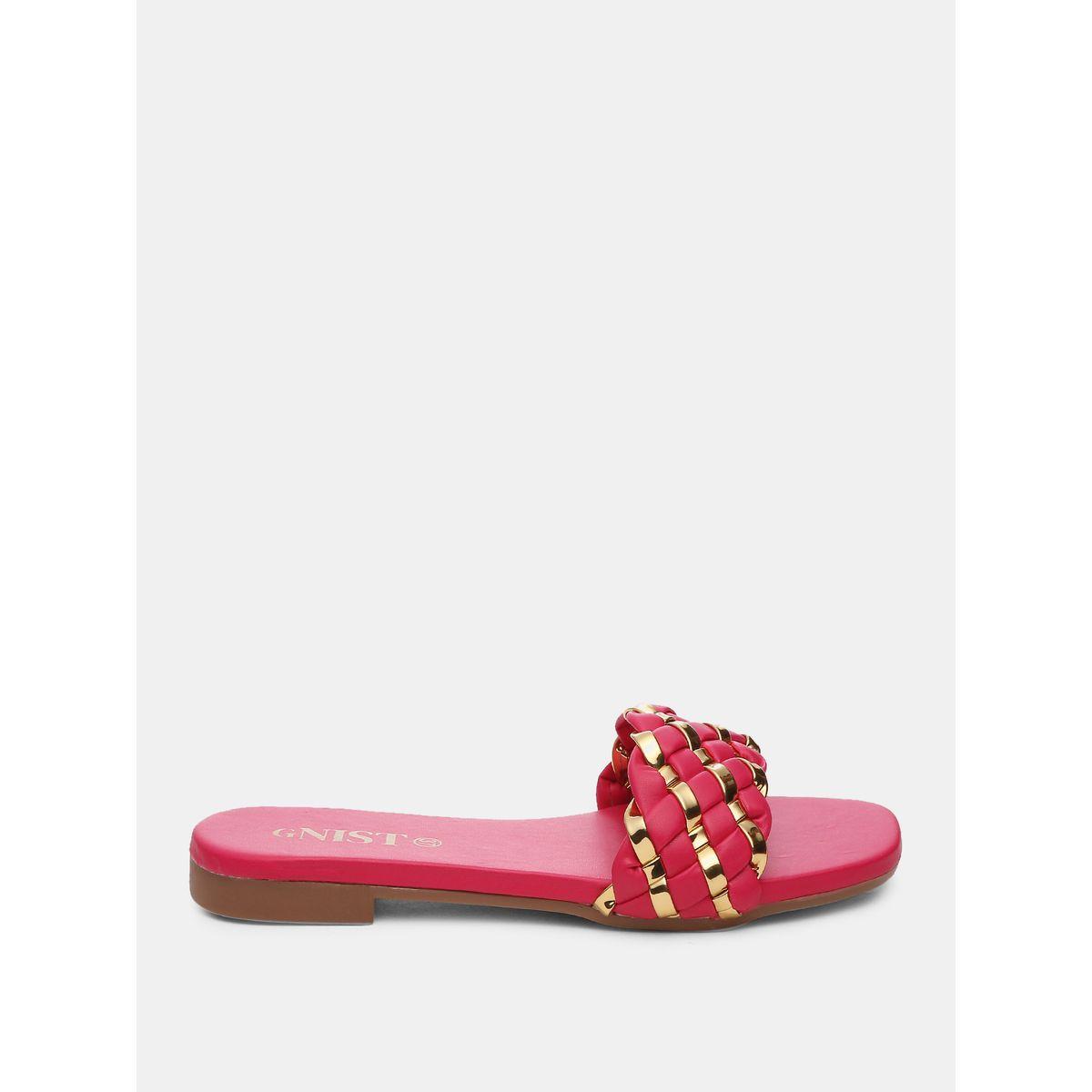 GNIST X Styli  Metallic Detail Braided Design Flat Sandals-women-shoes-sandals-flats-image-5