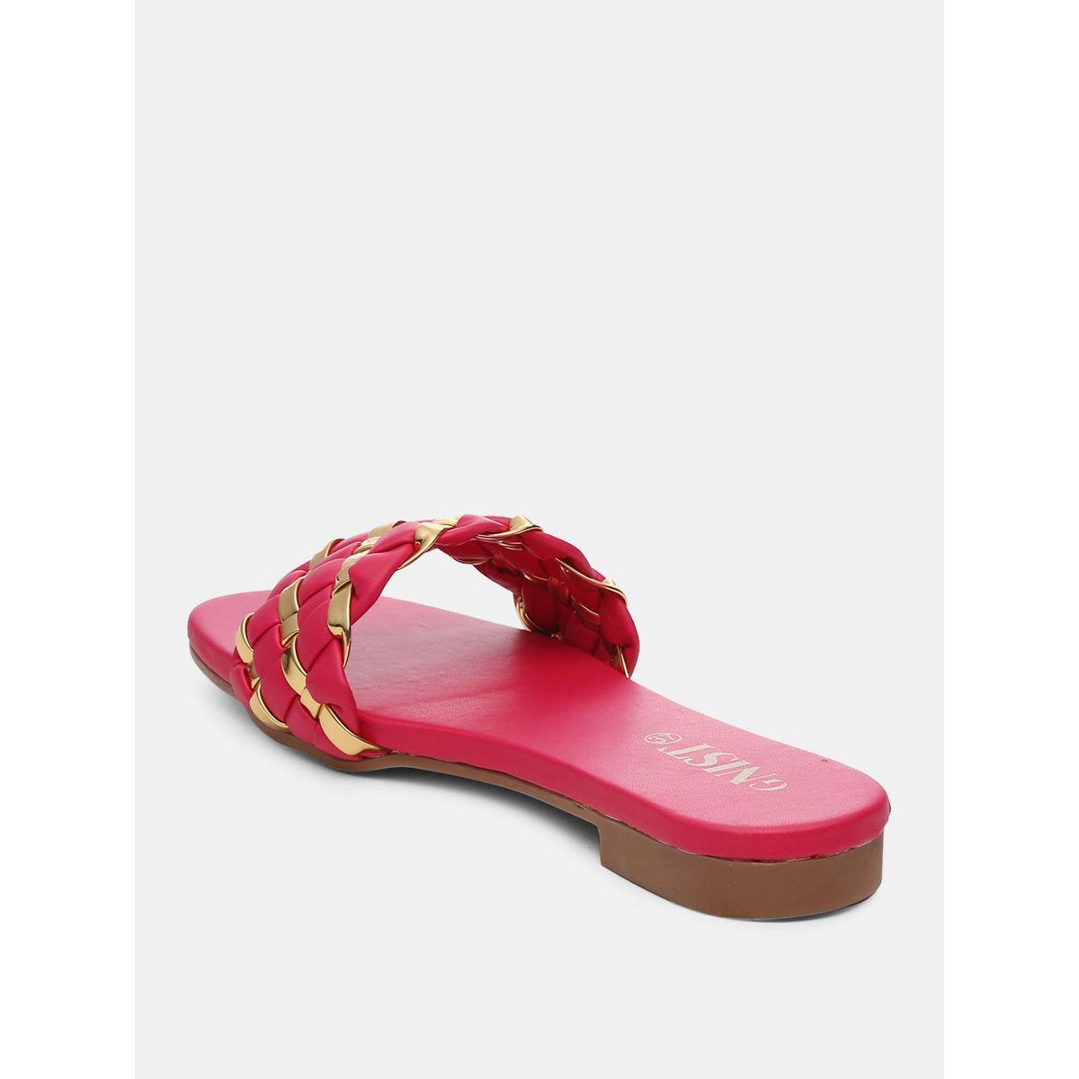 GNIST X Styli  Metallic Detail Braided Design Flat Sandals-women-shoes-sandals-flats-image-6