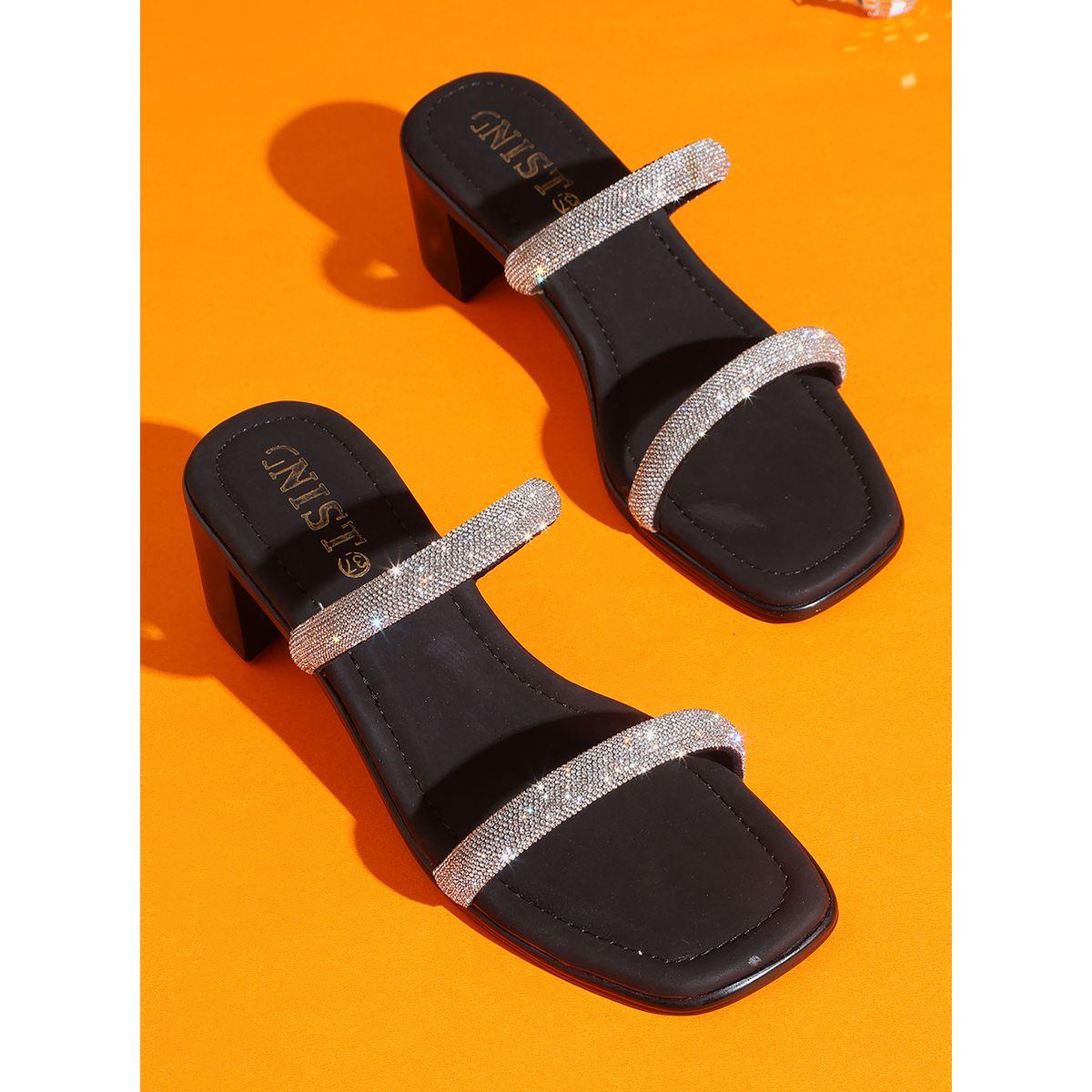 GNIST X Styli  Rhinestone Embellished Block Heel Sandals-women-shoes-heels-image-1