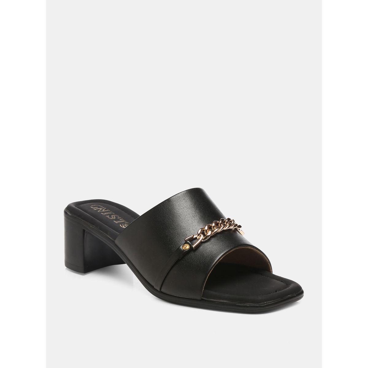 GNIST X Styli  Chain Embellished Block Heel Sandals-women-shoes-heels-image-2