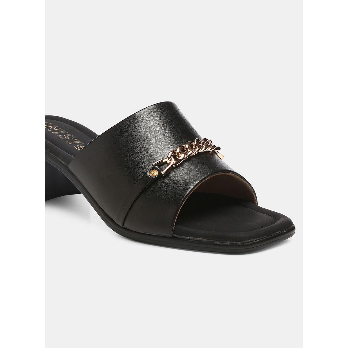 GNIST X Styli  Chain Embellished Block Heel Sandals-women-shoes-heels-image-3