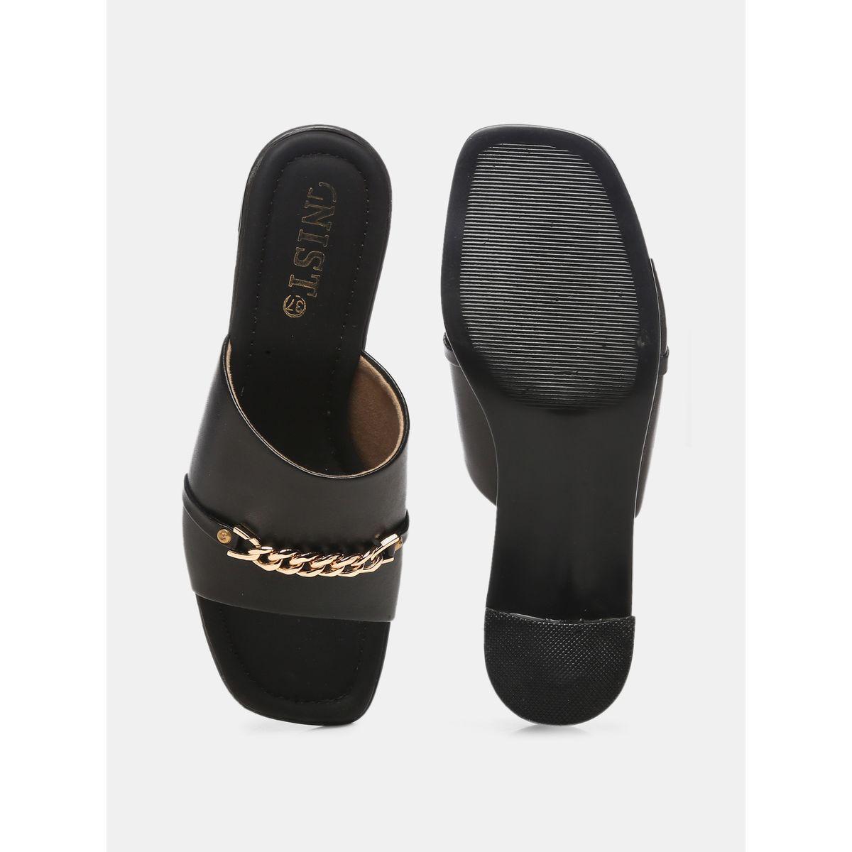 GNIST X Styli  Chain Embellished Block Heel Sandals-women-shoes-heels-image-7
