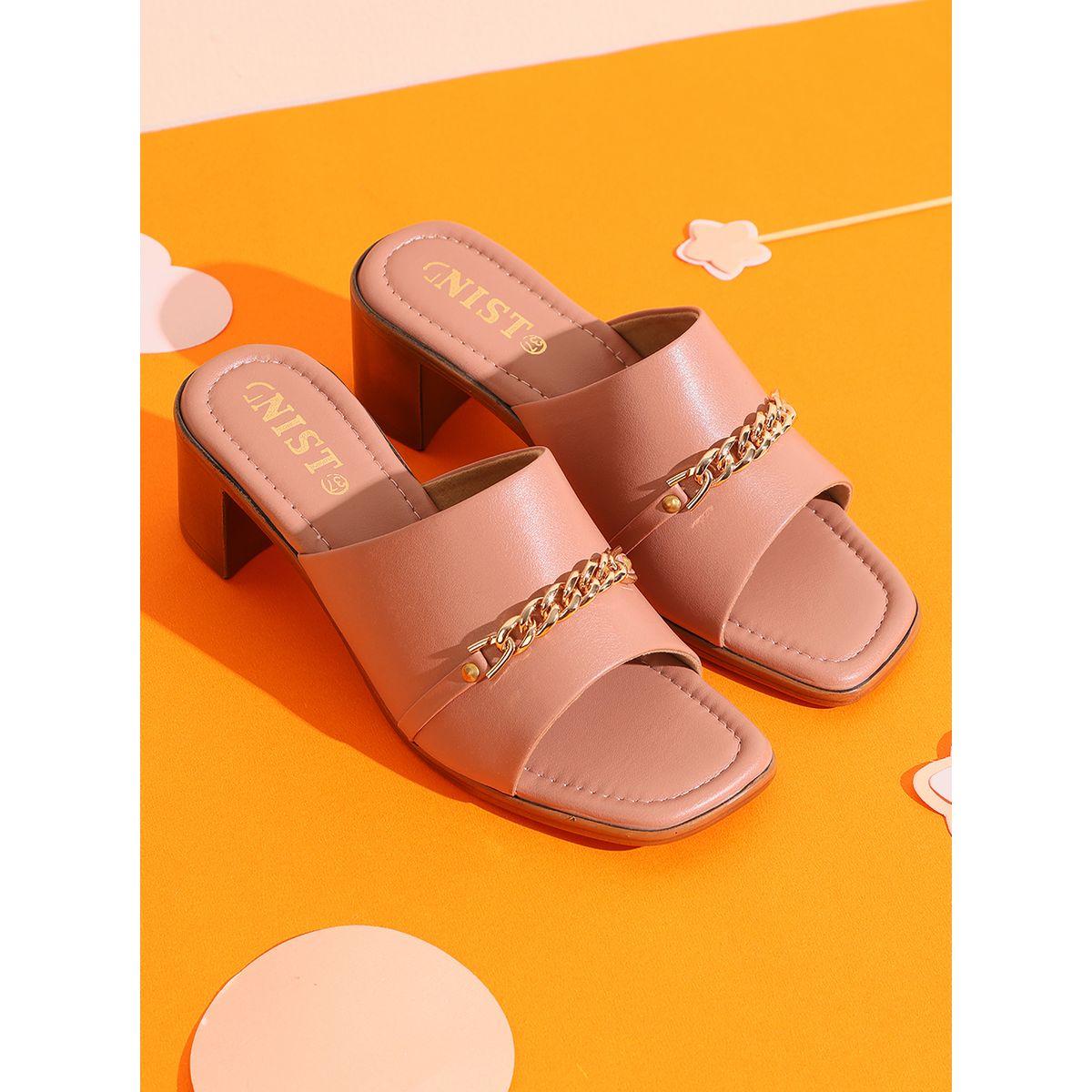 GNIST X Styli  Chain Embellished Block Heel Sandals-women-shoes-heels-image-1