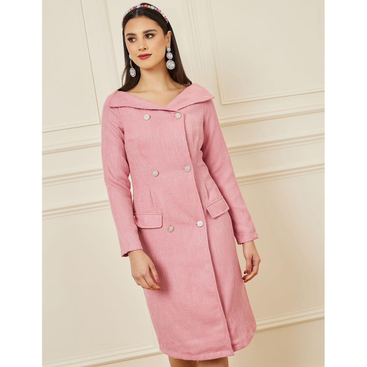 Styli Textured Knee Length Blazer Dress-women-clothing-dresses-image-2