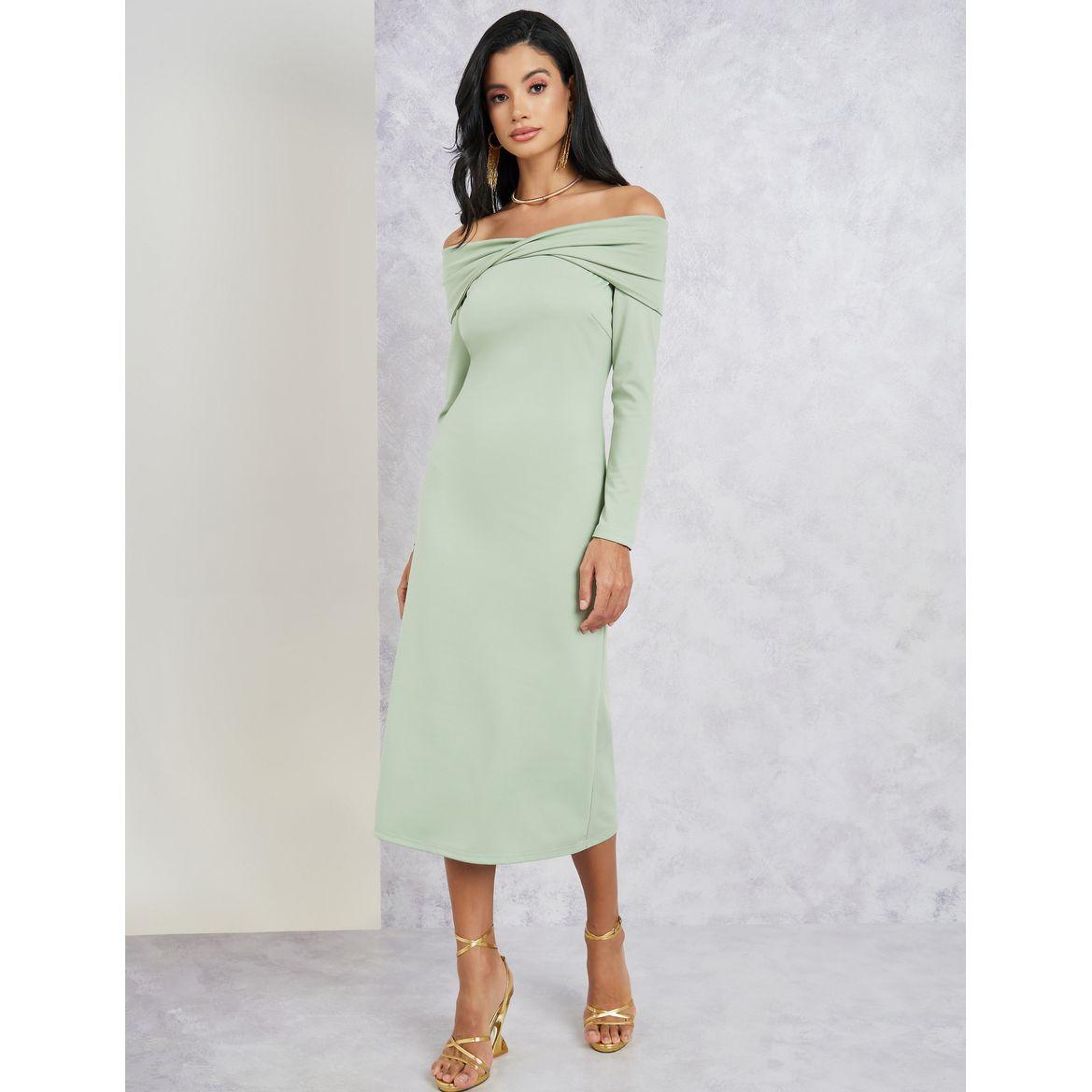 Styli Off Shoulder Neck Shift Midi Dress-women-clothing-dresses-image-1