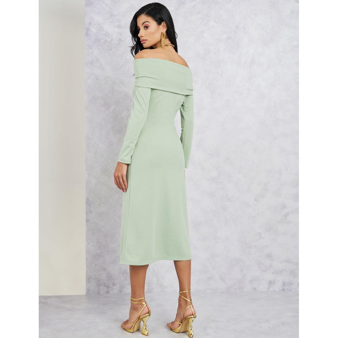 Styli Off Shoulder Neck Shift Midi Dress-women-clothing-dresses-image-4