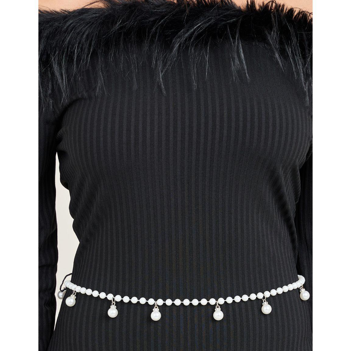 Styli Faux Fur Off Shoulder Bodycon Dress with Embellished Belt-women-clothing-dresses-image-3