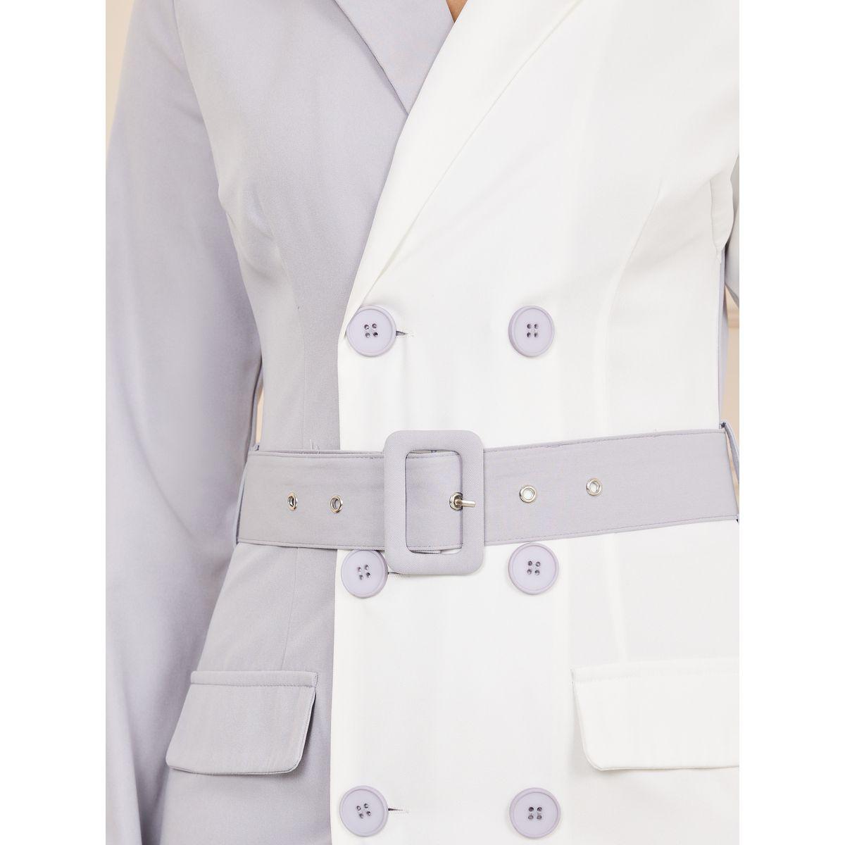 Styli Colorblock Flap Pocket Detail Belted Blazer Midi Dress-women-clothing-dresses-image-3