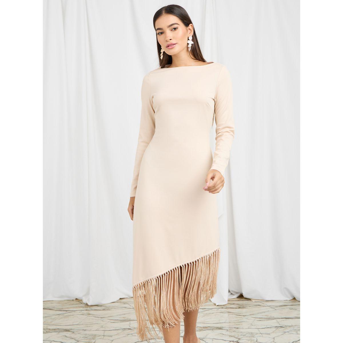 فستان شرابات ستيلي بتفاصيل غير متماثلة على الحاشية-women-clothing-dresses-image-1