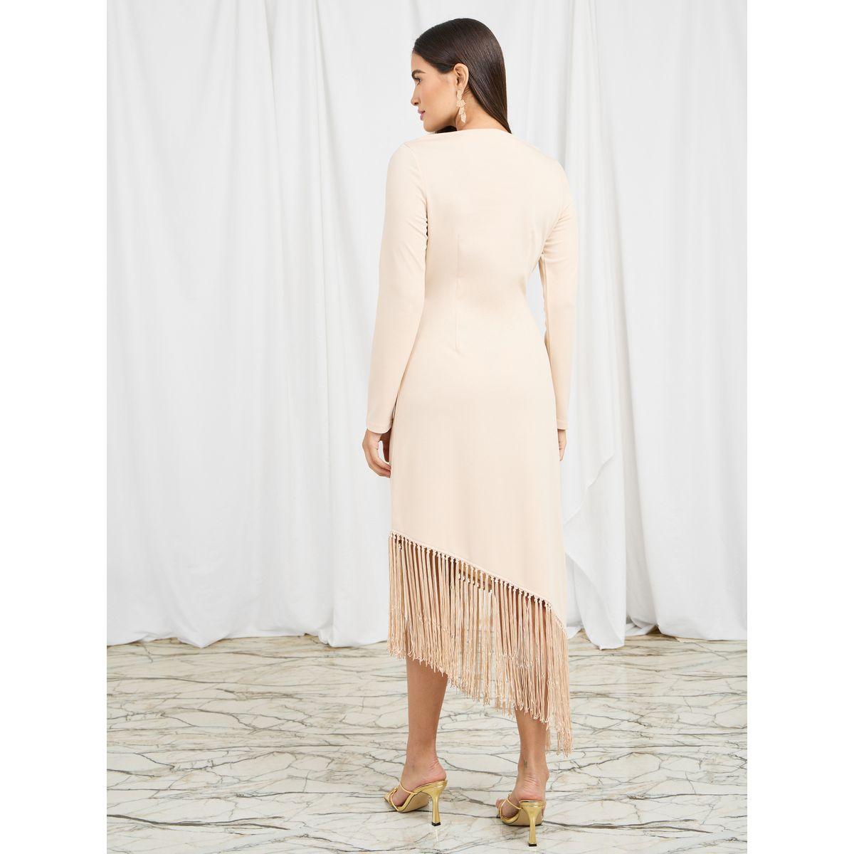 فستان شرابات ستيلي بتفاصيل غير متماثلة على الحاشية-women-clothing-dresses-image-4