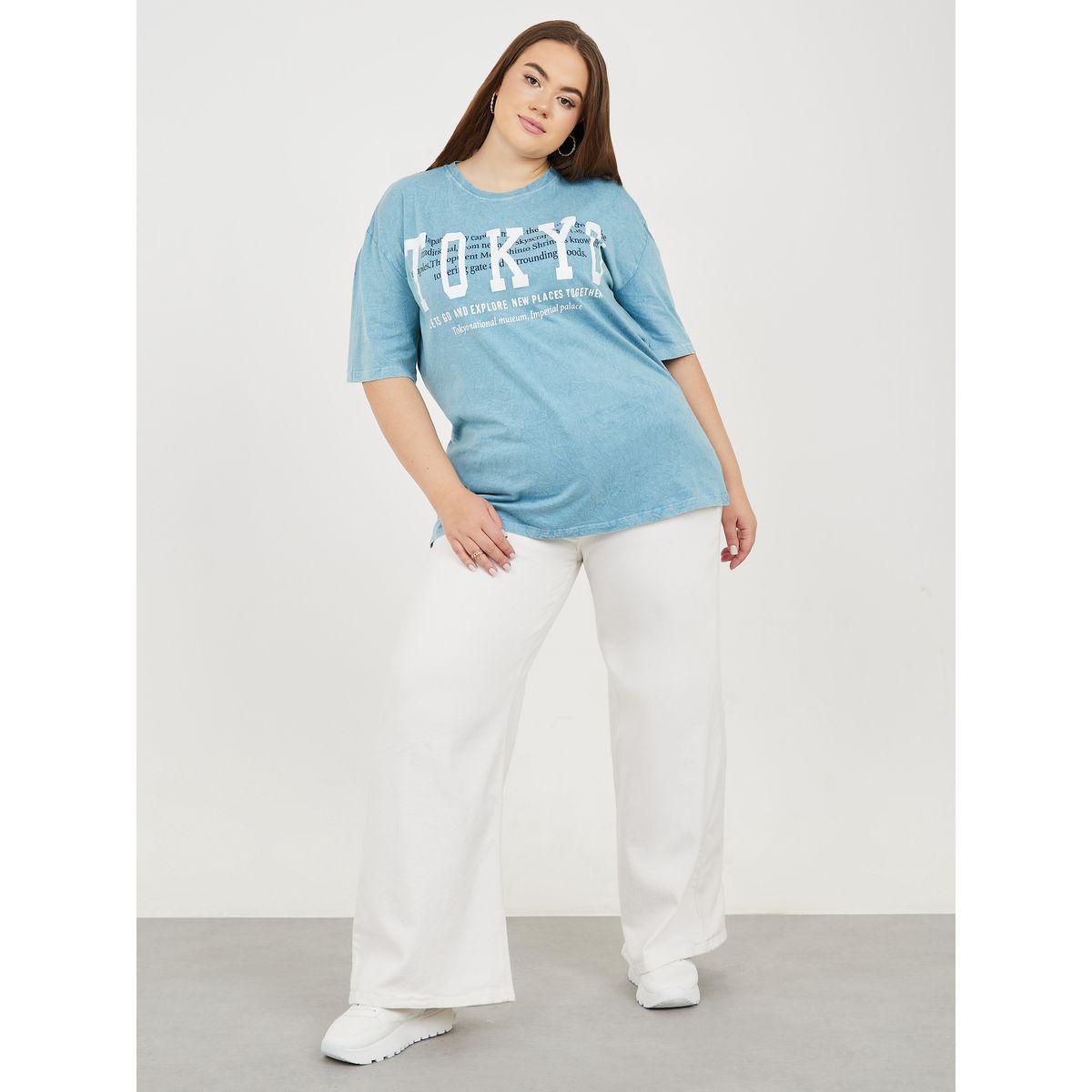 Styli Plus Oversized Acid Wash Tokyo Print T-shirt-women-clothing-tshirts-image-2