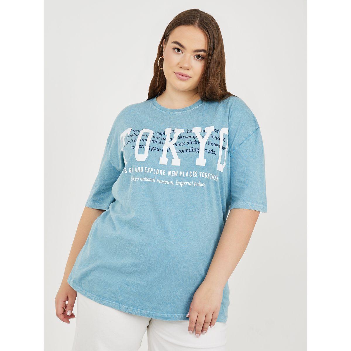 Styli Plus Oversized Acid Wash Tokyo Print T-shirt-women-clothing-tshirts-image-3