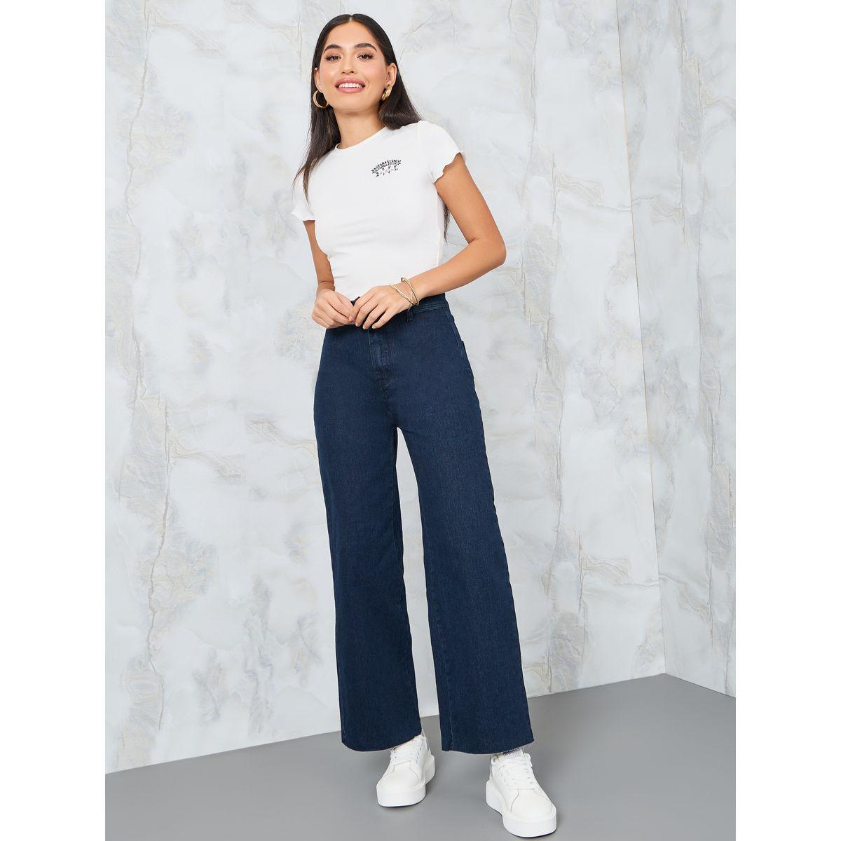 Styli Embroidery Detail Ribbed Crop T-Shirt-women-clothing-tshirts-image-2