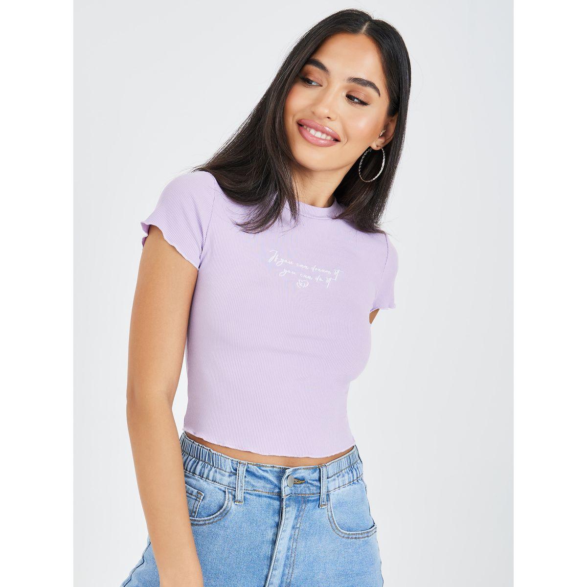 تيشيرت محبوك بياقة دائرية-women-clothing-tshirts-image-1