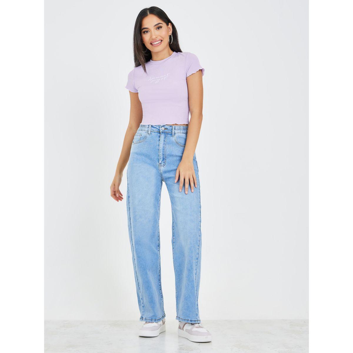 تيشيرت محبوك بياقة دائرية-women-clothing-tshirts-image-2