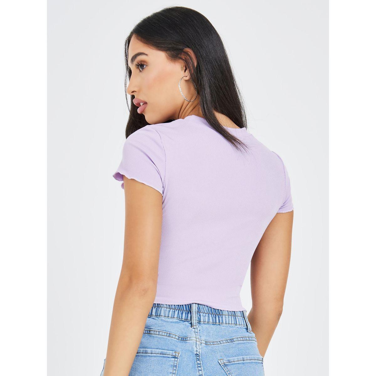 Styli Embroidery Detail Round Neck Ribbed Crop T-Shirt-women-clothing-tshirts-image-4
