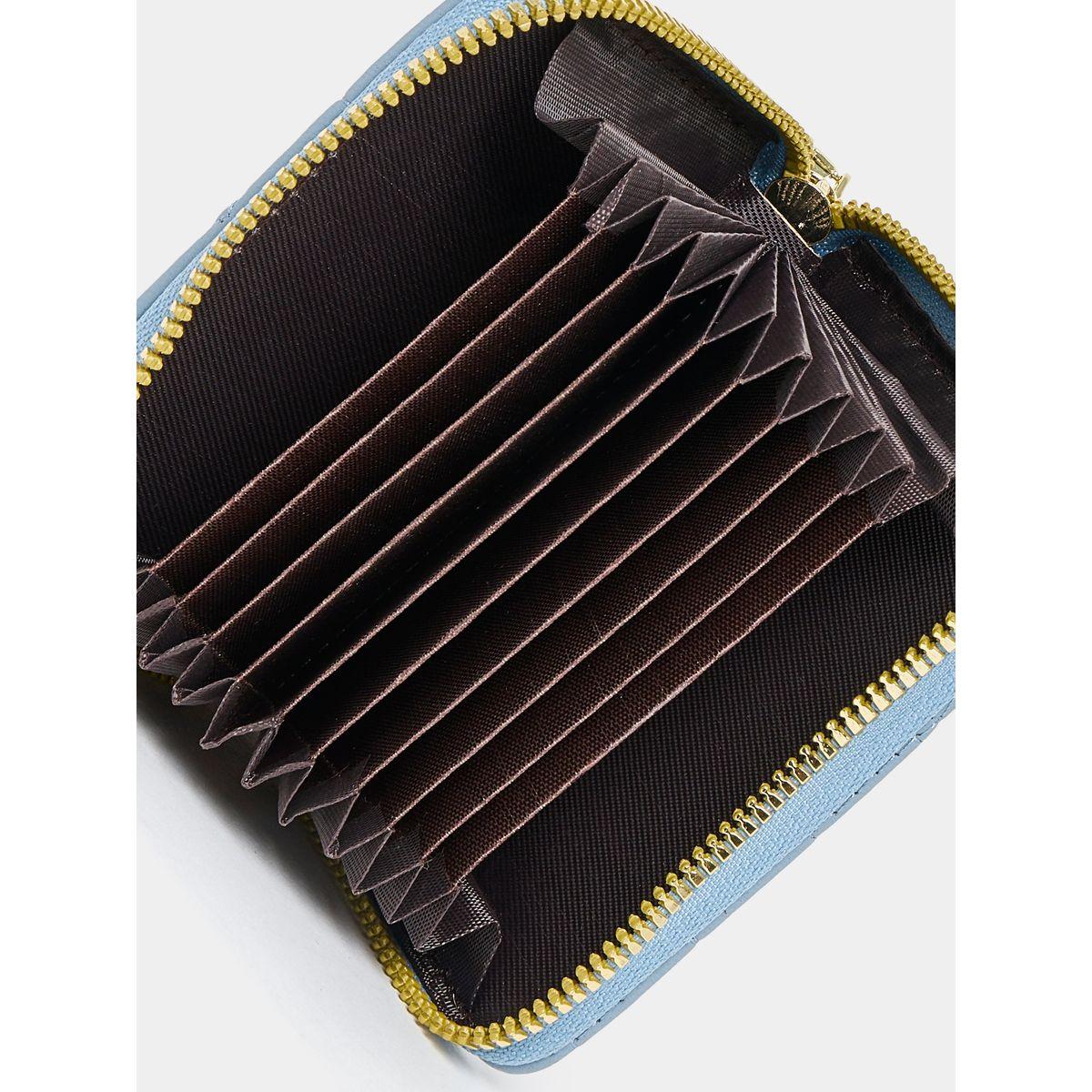 Styli Quilted Stud Detail Wallet with Zip Closure-women-bagsandwallets-wallets-image-3