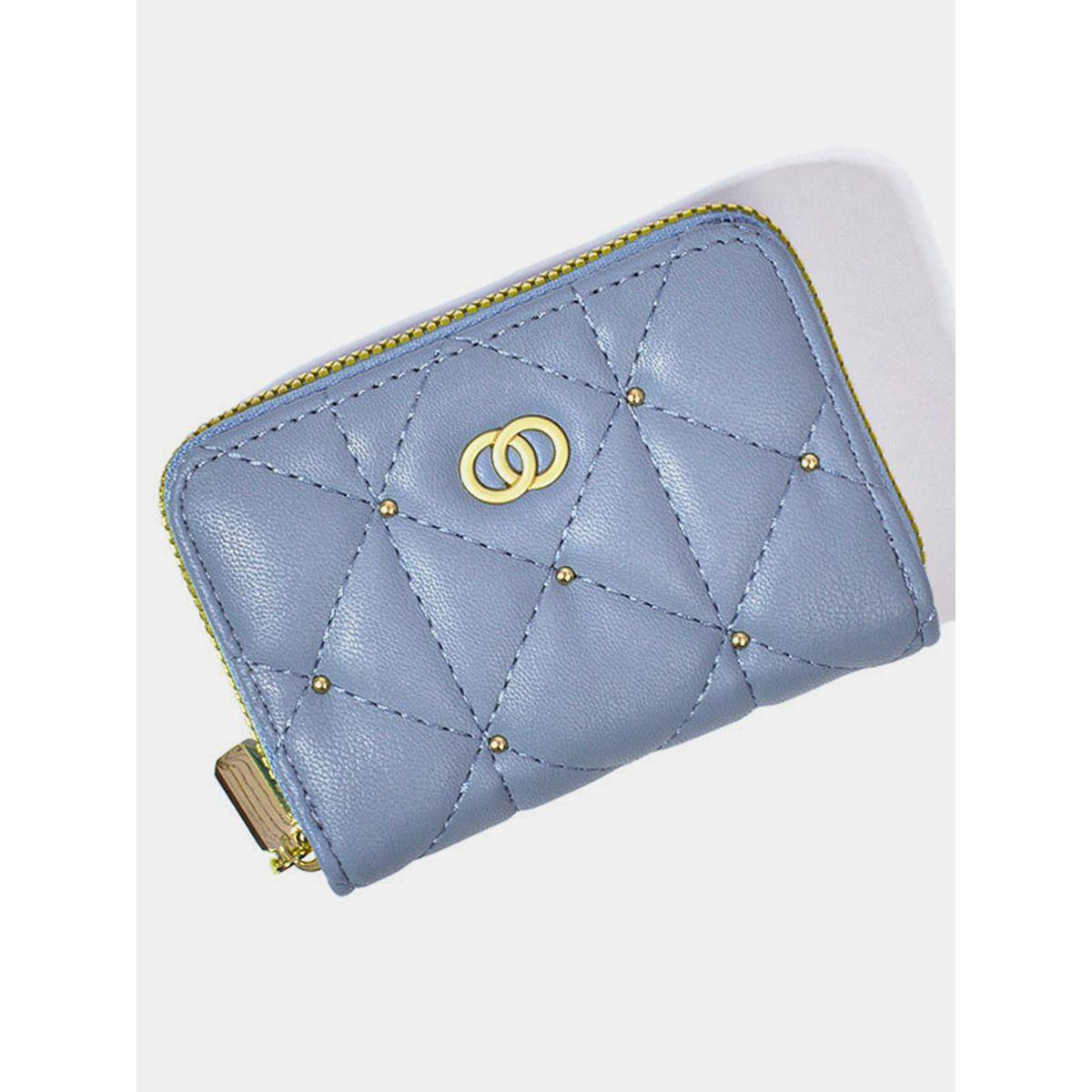 Styli Quilted Stud Detail Wallet with Zip Closure-women-bagsandwallets-wallets-image-4