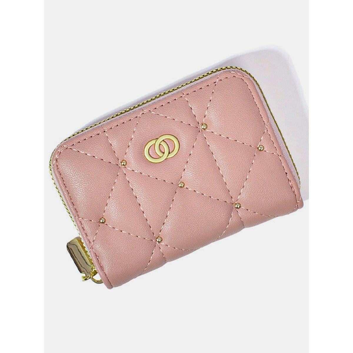 Styli Quilted Stud Detail Wallet with Zip Closure-women-bagsandwallets-wallets-image-4