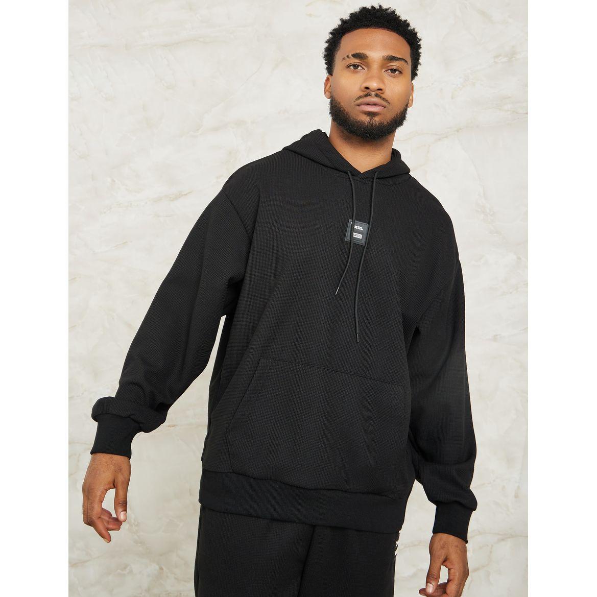 Styli Textured Chest Badge Detail Hoodie-men-winterwear-hoodiesandsweatshirts-image-1