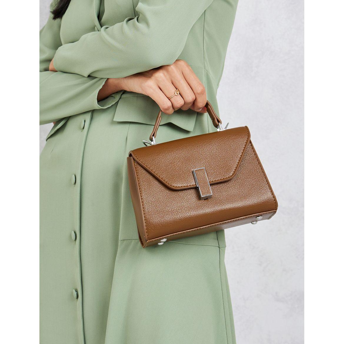 Styli Solid Flap Handbag with Turn Lock-women-bagsandwallets-handbags-image-3