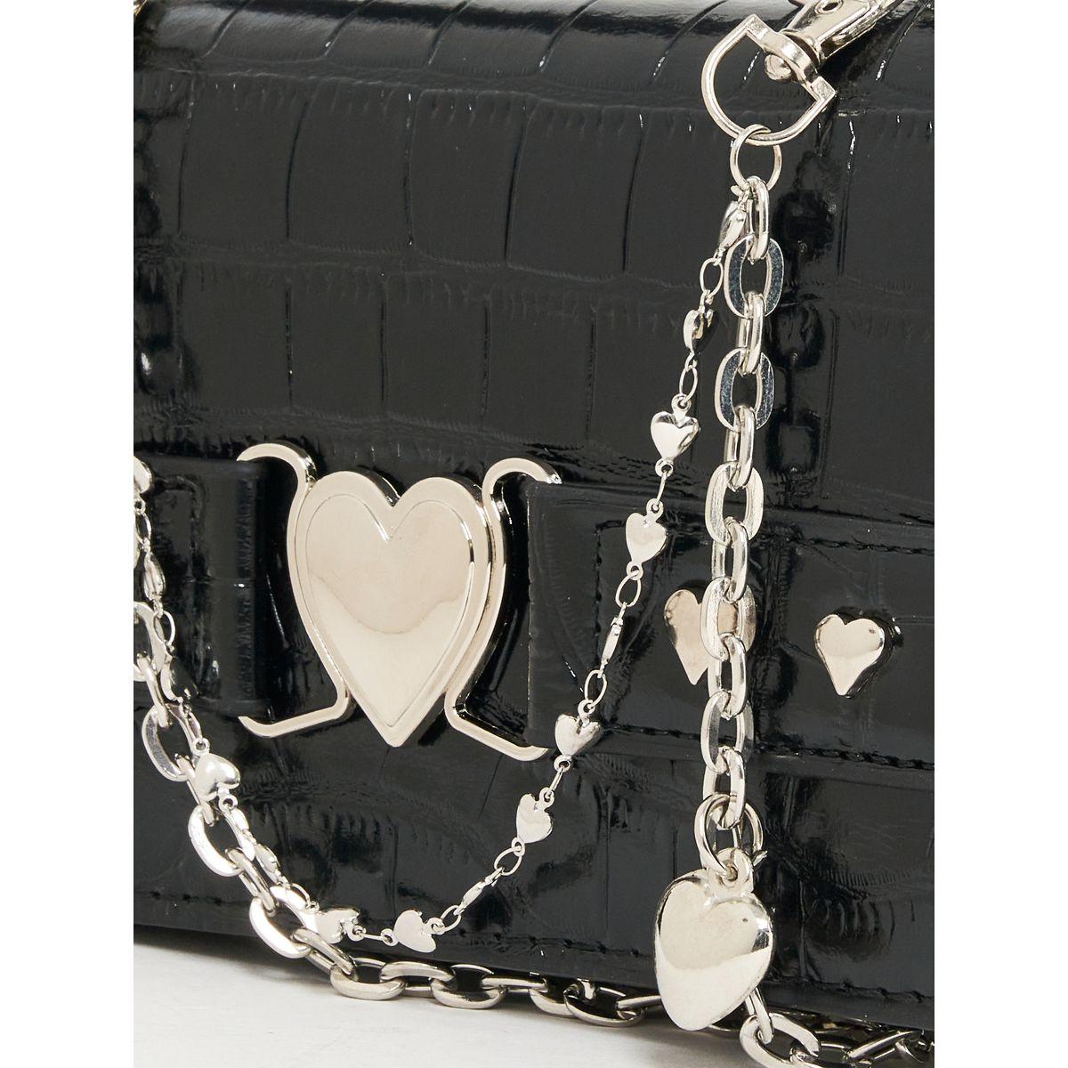 Styli Textured Heart Buckle Trim Chain Handbag-women-bagsandwallets-handbags-image-5