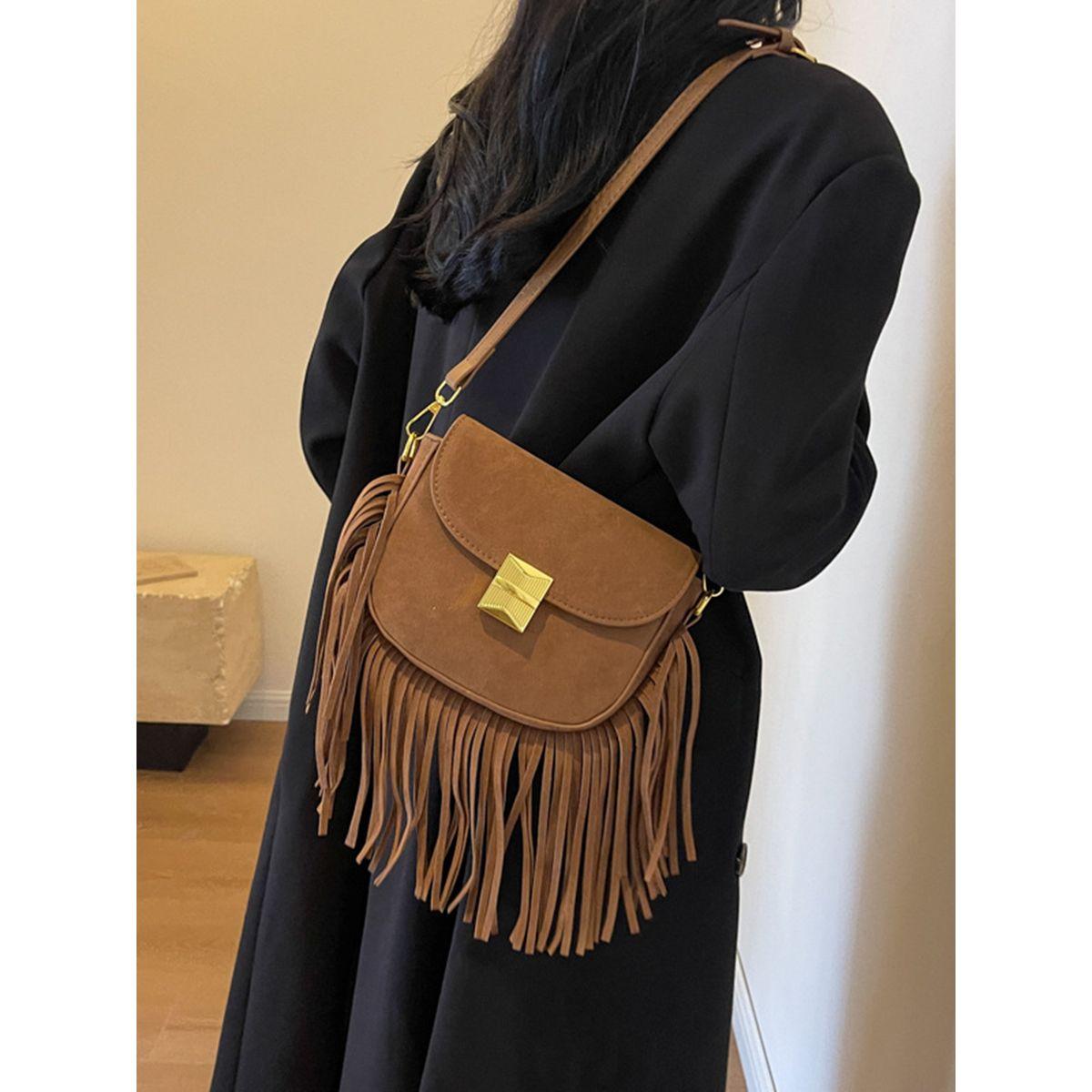 Styli Faux Leather Tassel Detail Saddle Bag-women-bagsandwallets-handbags-image-7
