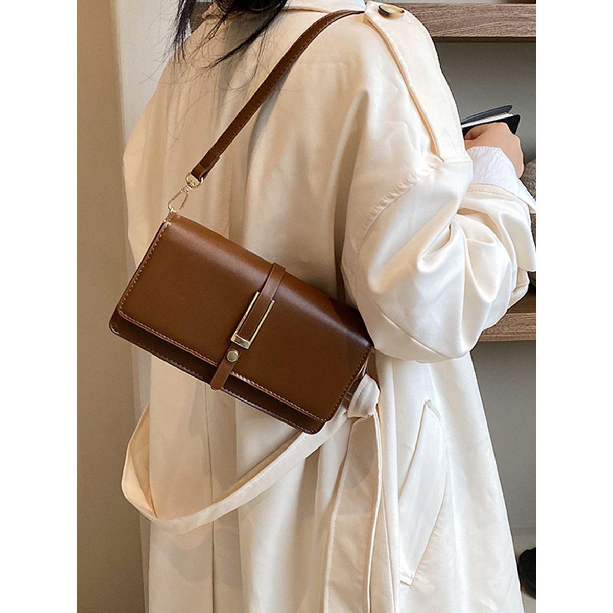 Styli Metal Buckle Detail Belted Satchel Bag-women-bagsandwallets-handbags-image-1