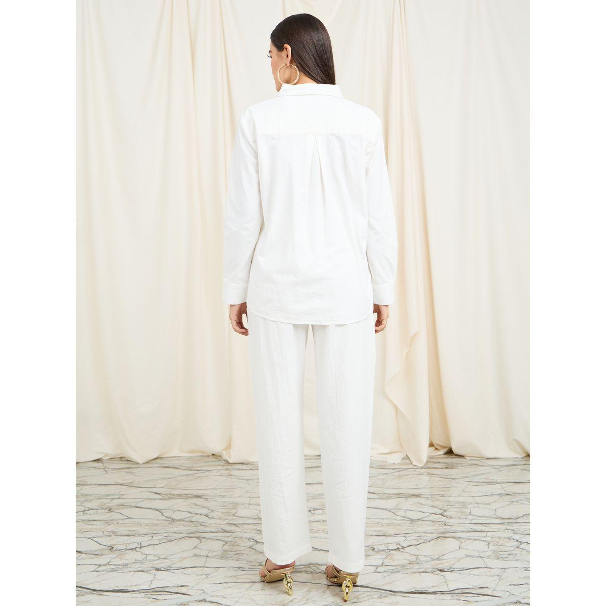 Styli Oversized Textured Shirt & Drawstring Pants Co-Ord-women-clothing-coordsets-image-4