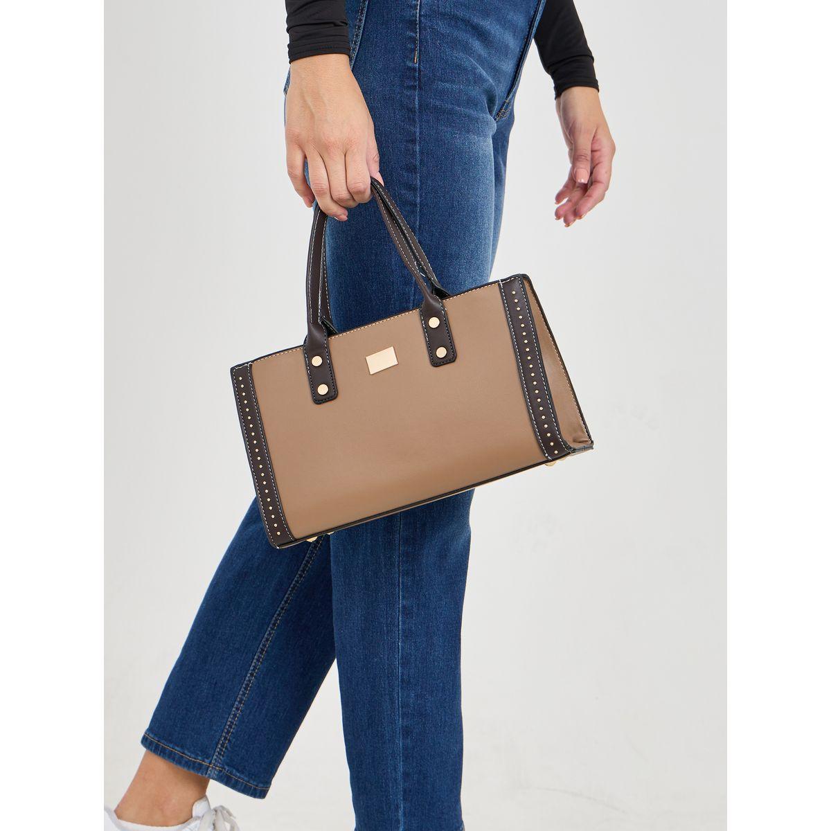 Styli Badge Detail Top Handle Handbag-women-bagsandwallets-handbags-image-4