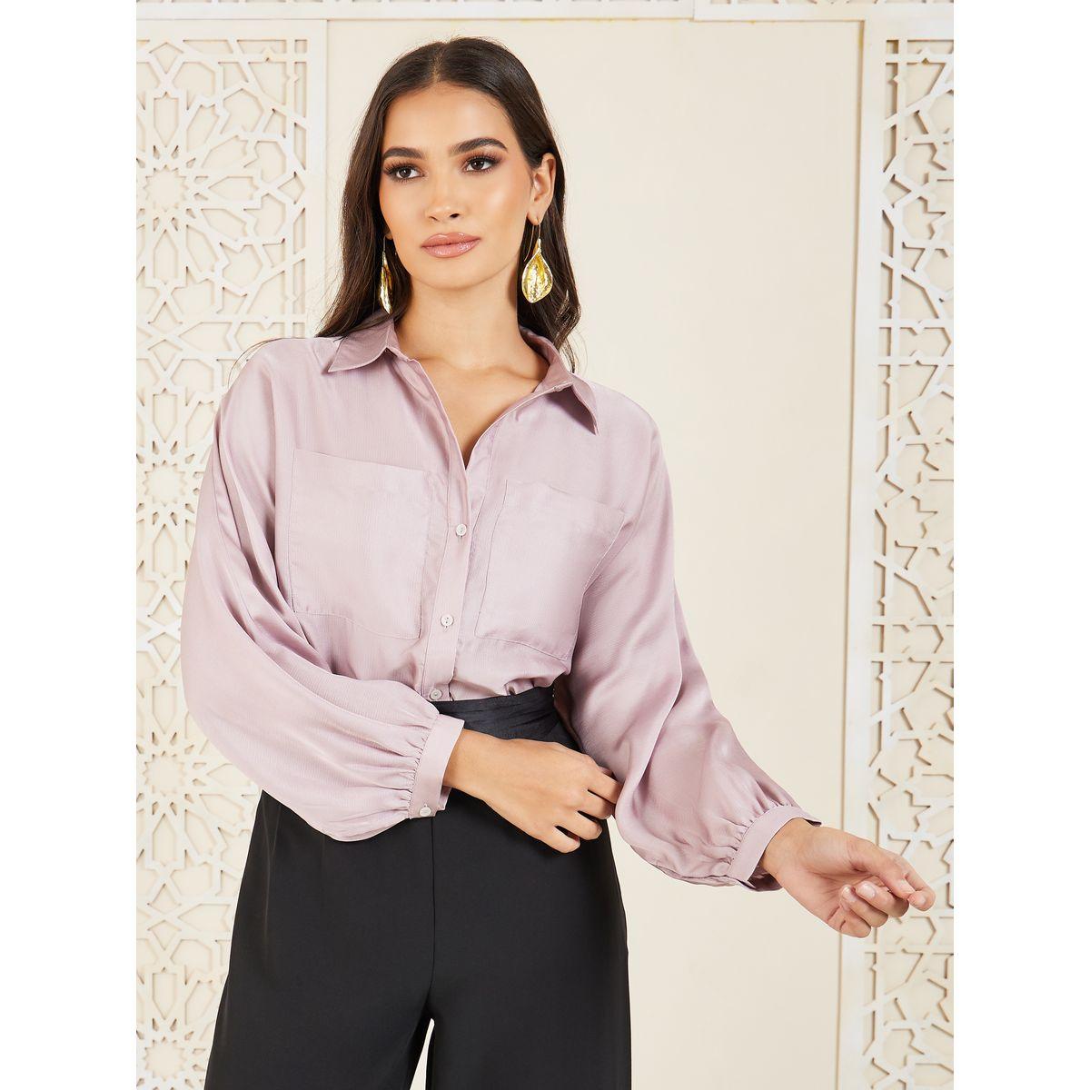 Styli Double Pocket Detail Balloon Sleeve Shirt-women-clothing-shirtsandblouses-shirts-image-1