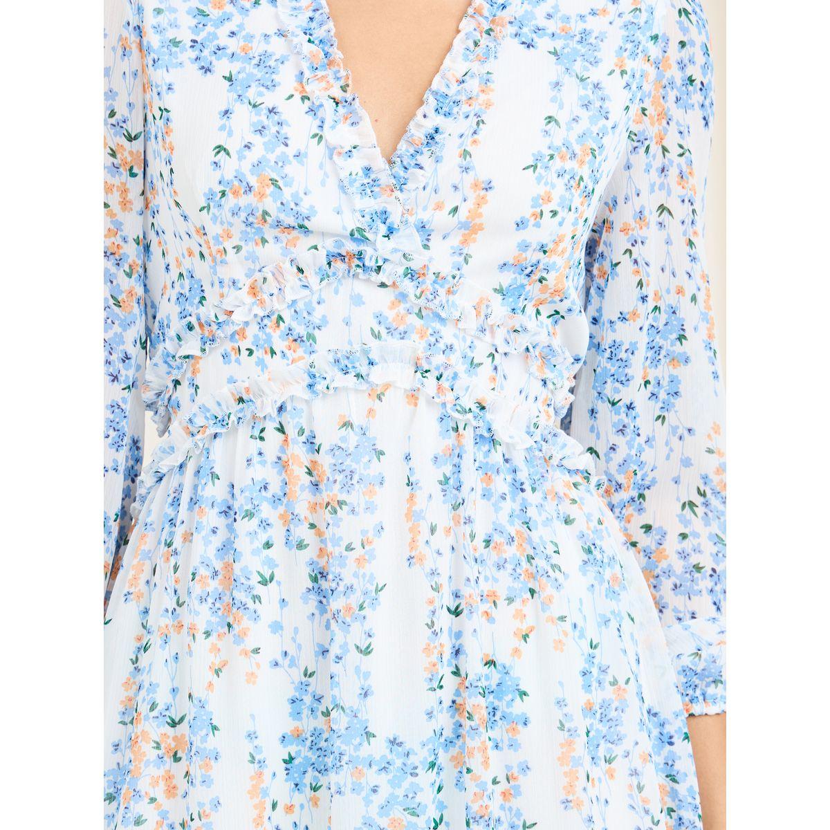 Styli Ruffle Detail Ditsy Floral Print A-Line Maxi Dress-women-clothing-dresses-image-3