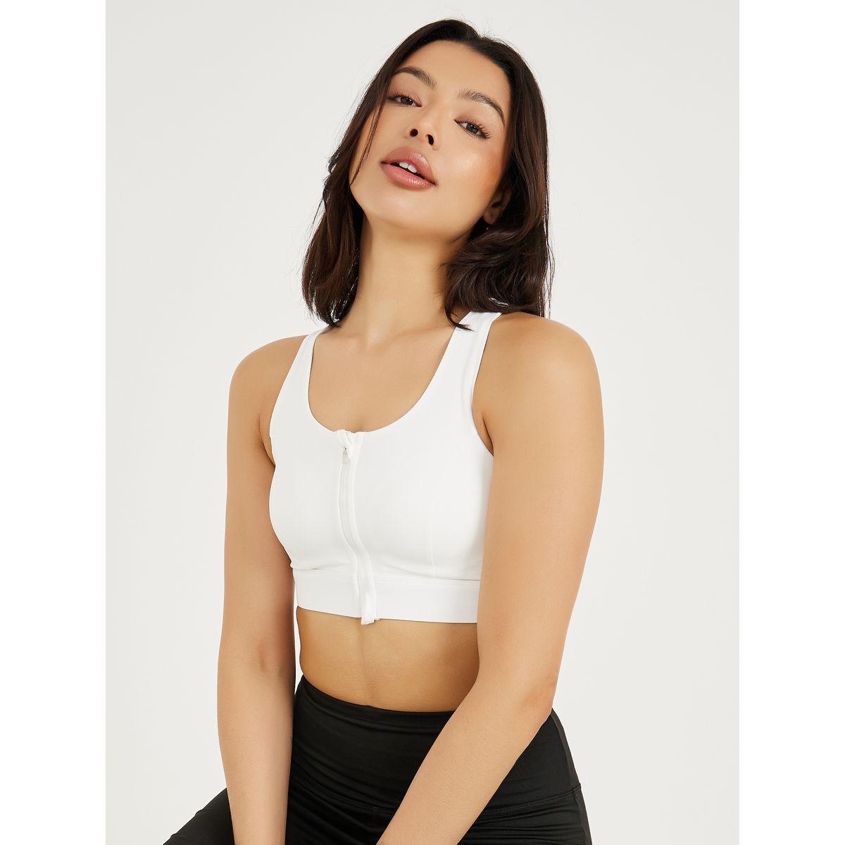 Styli Active Front Zip Stitch Detail Peep Racerback Firm Support Sports Bra-women-clothing-sportswearandactivewear-sportsbras-image-1