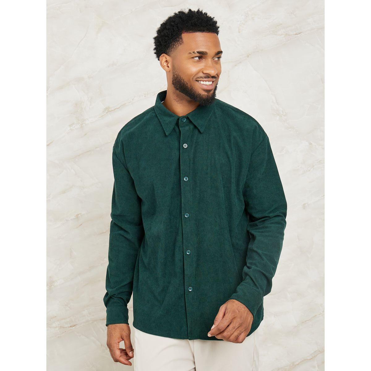 Styli Limited Embroidered Detail Relaxed Fit Corduroy Shirt-men-clothing-shirts-image-1