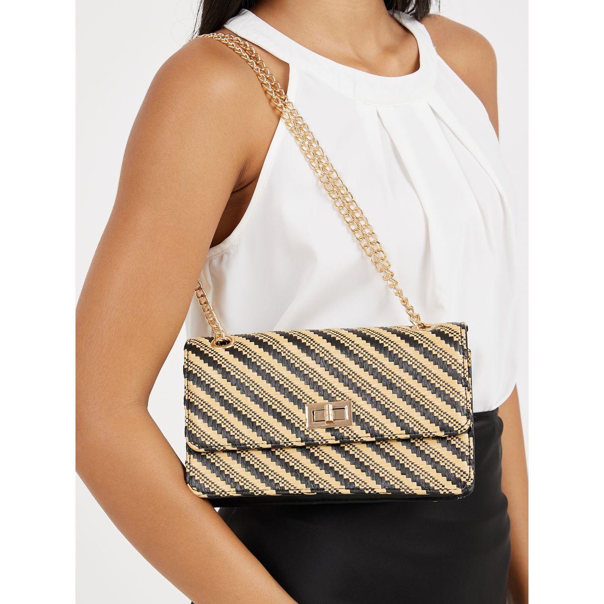 شنطة بخطوط مُتباينة مع حمالة كتف بشكل سلسلة-women-bagsandwallets-handbags-image-3