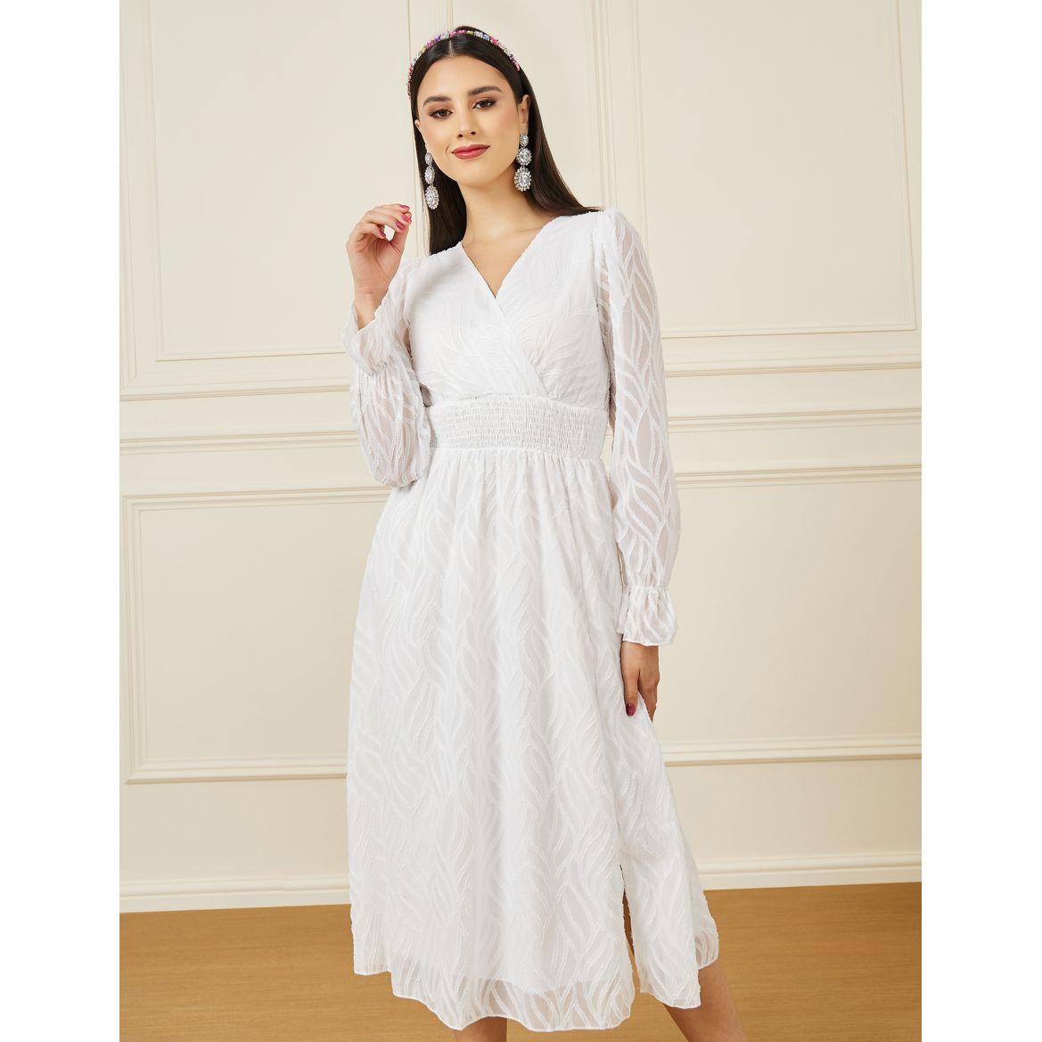 فستان ميدي مزين بشق وتصميم خاص-women-clothing-dresses-image-2