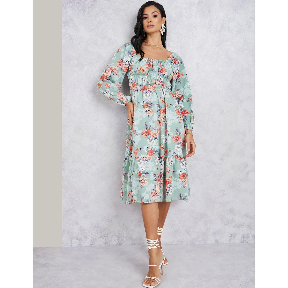 Styli Floral Printed Tiered Midi Dress-women-clothing-dresses-image-1