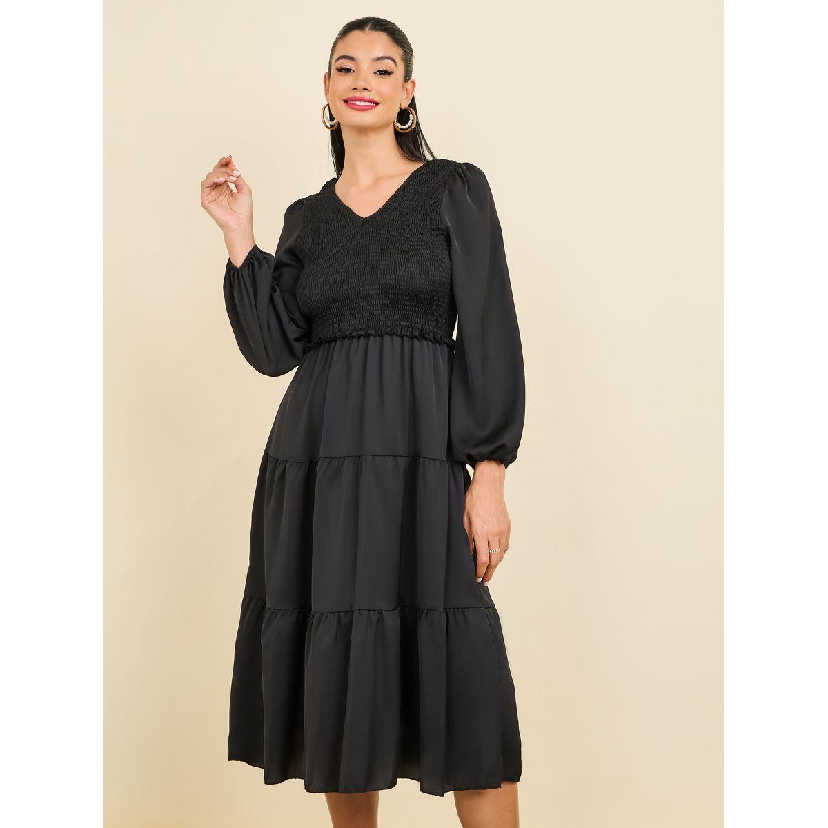Styli Smocked Detail Tiered Midi Dress-women-clothing-dresses-image-2