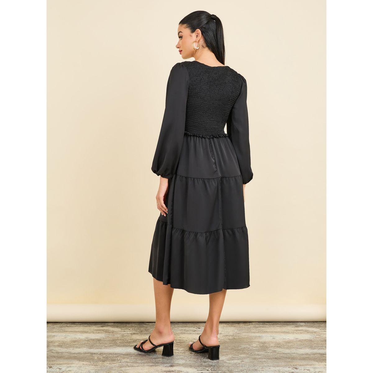 Styli Smocked Detail Tiered Midi Dress-women-clothing-dresses-image-4