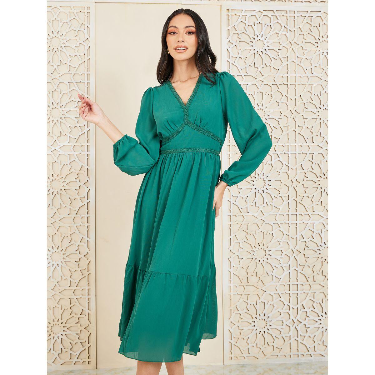 فستان ميدي بتفاصيل دانتيل-women-clothing-dresses-image-2